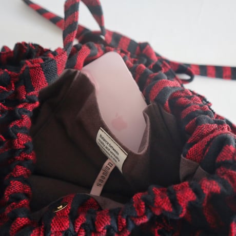 shirring bag （red stripe)