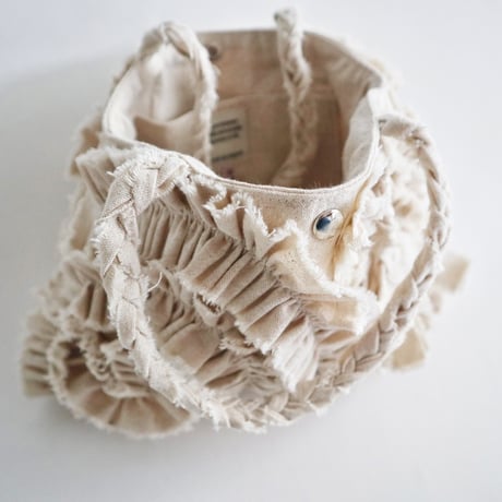 cotton linen shirring  bag (natural)