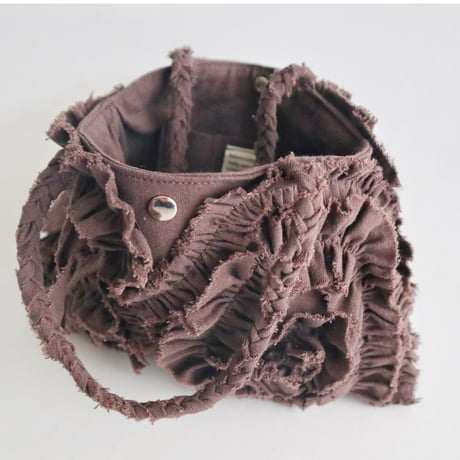 cotton linen shirring  bag (chocolate)