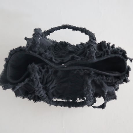 cotton linen shirring  bag (black)