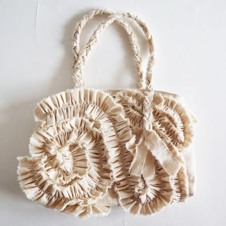cotton linen shirring  bag (natural)