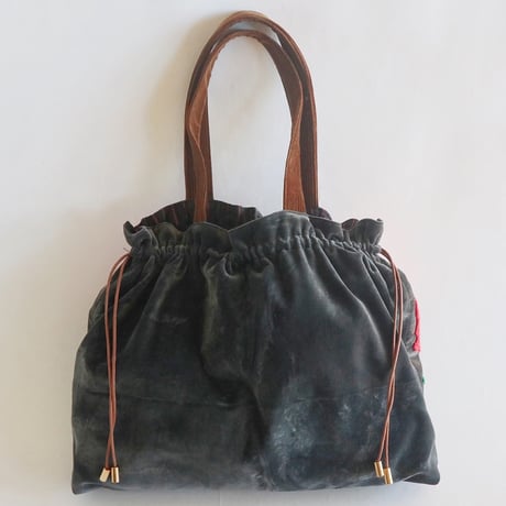 "upcycle" vintage punch needle embroidery bag