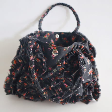 cotton linen shirring  bag (floral)