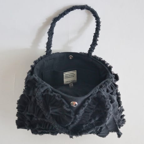 cotton linen shirring  bag (black)