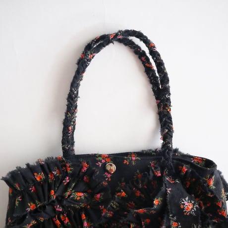 cotton linen shirring  bag (floral)