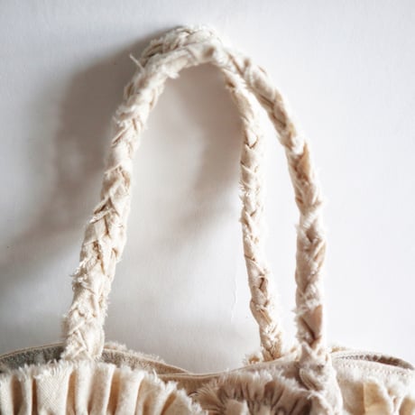 cotton linen shirring  bag (natural)