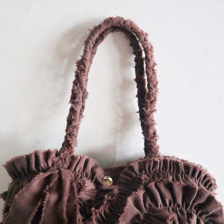 cotton linen shirring  bag (chocolate)