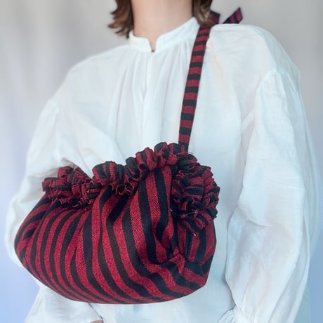 shirring bag （red stripe)