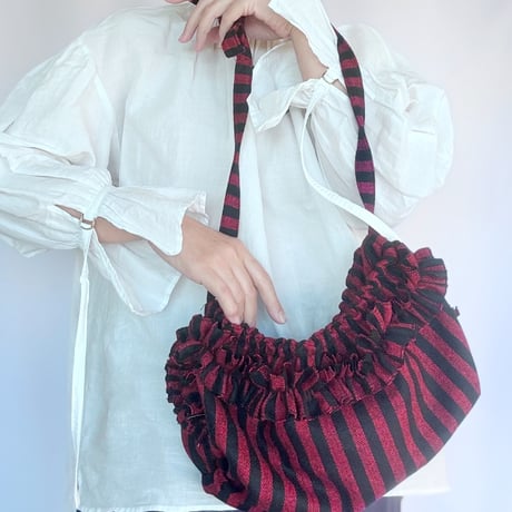 shirring bag （red stripe)