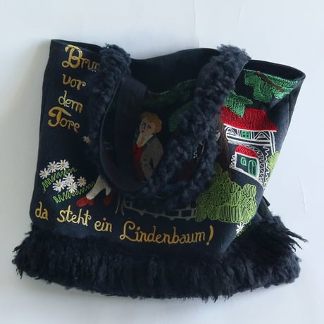 "upcycle" vintage embroidery bag (black)