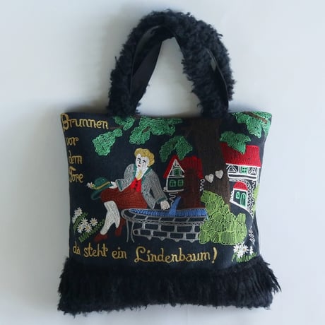 "upcycle" vintage embroidery bag (black)