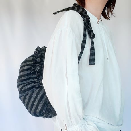 shirring bag （black stripe)