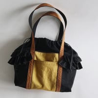 tricolor tote bag (black & mustard & kakisibu-iro)
