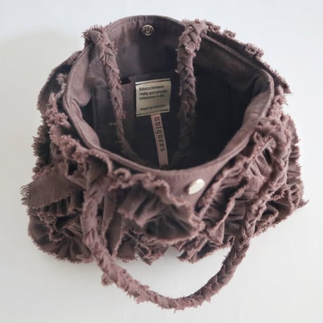cotton linen shirring  bag (chocolate)