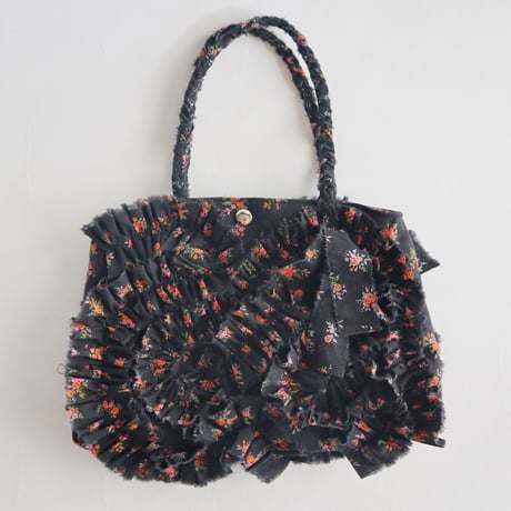 cotton linen shirring  bag (floral)