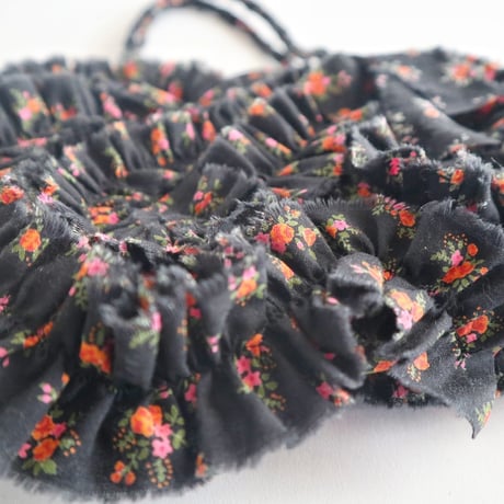cotton linen shirring  bag (floral)