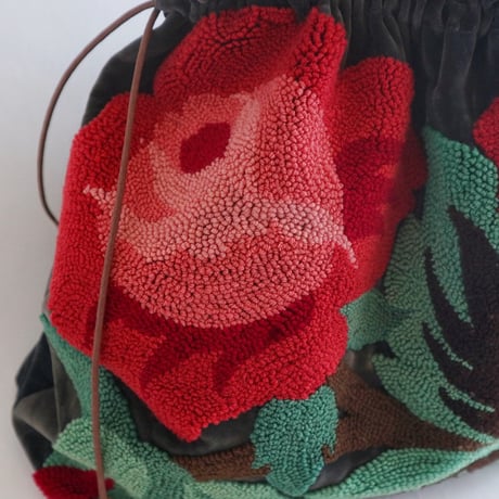 "upcycle" vintage punch needle embroidery bag