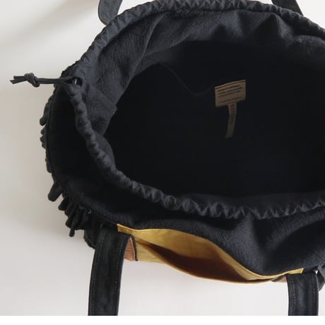 tricolor tote bag (black & mustard & kakisibu-iro)