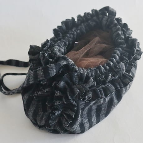 shirring bag （black stripe)