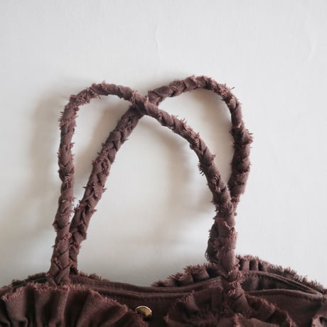 cotton linen shirring  bag (chocolate)