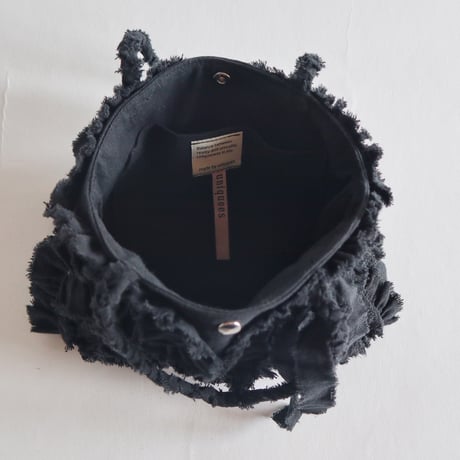 cotton linen shirring  bag (black)