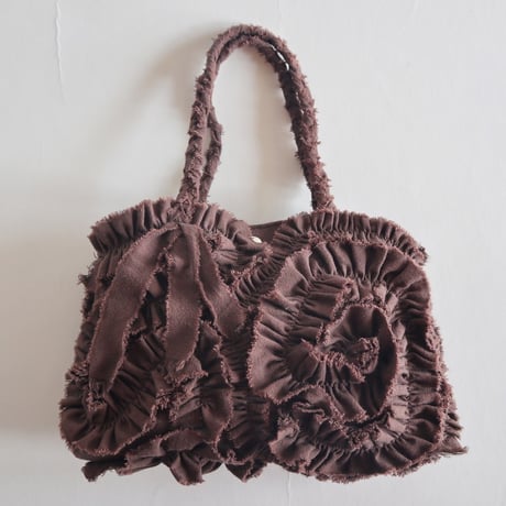 cotton linen shirring  bag (chocolate)