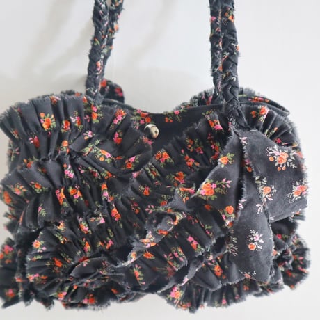 cotton linen shirring  bag (floral)