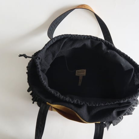 tricolor tote bag (black & mustard & kakisibu-iro)