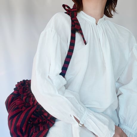 shirring bag （red stripe)