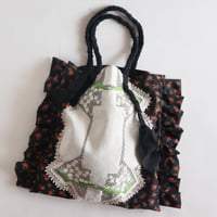 embroidery floral frill bag  (lily of the velley)