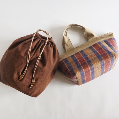 plaid tote bag （madras check）