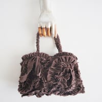 cotton linen shirring  bag (chocolate)