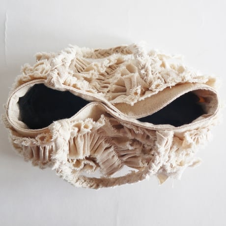 cotton linen shirring  bag (natural)