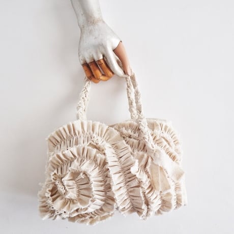 cotton linen shirring  bag (natural)