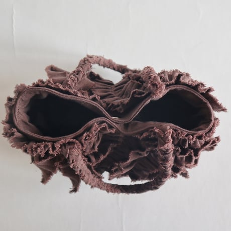 cotton linen shirring  bag (chocolate)