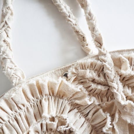 cotton linen shirring  bag (natural)