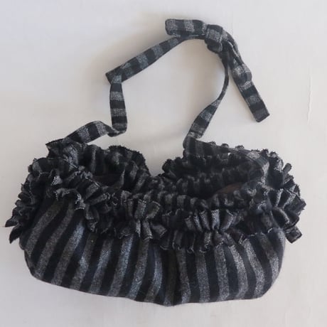 shirring bag （black stripe)