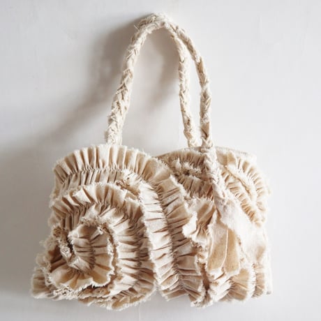 cotton linen shirring  bag (natural)