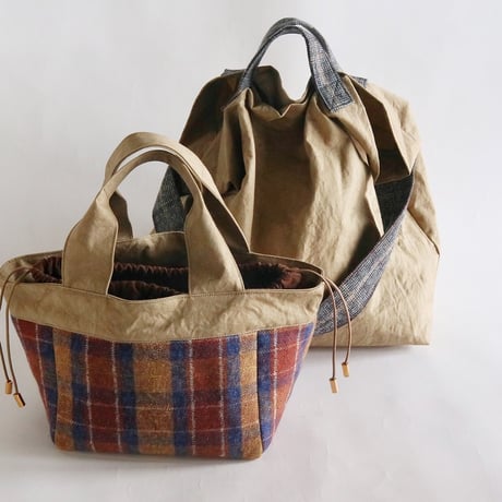plaid tote bag （madras check）