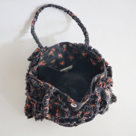cotton linen shirring  bag (floral)