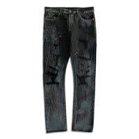 Shadow washed black destroyed skinny denim