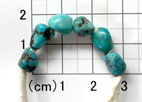 2mm穴　ターコイズビーズ　ナゲットA6個　8mm　現品　No.1702