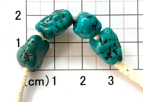3mm穴　ターコイズビーズ　ナゲット　　4個　No.1628　14mm　現品