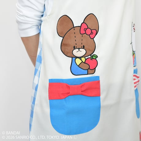 2026秋冬新作 保育士エプロン ジャッキー×キティちゃん くまのがっこう サイドボタン JA44253-62