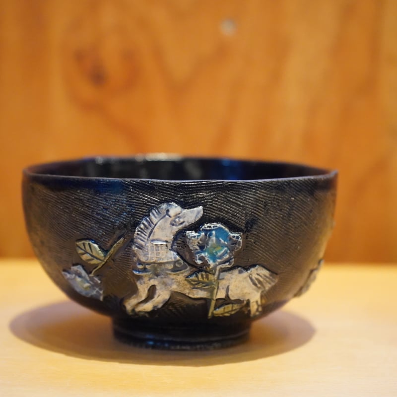 矢島操 25 ルリ釉はりつけ文茶碗 | Alocasia ONLINE STORE