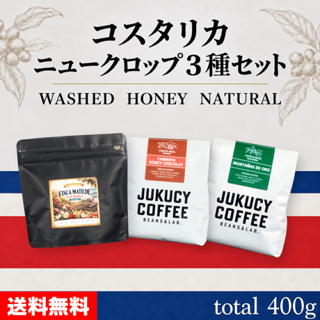 【送料無料】コスタリカ ニュークロップ３種飲み比べセット (計400g)