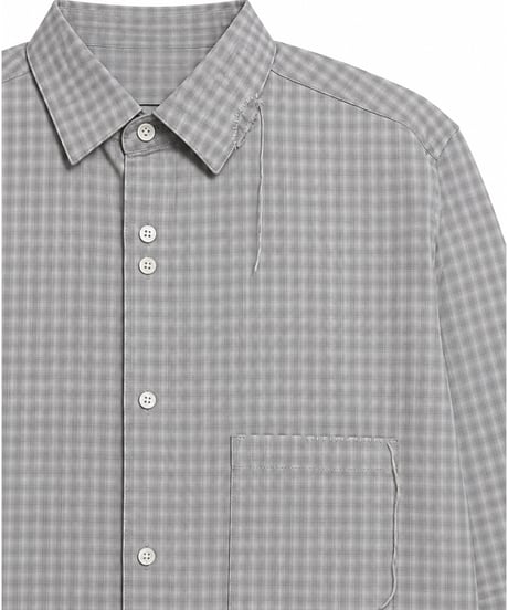 Rayon Shadow Check Hand-Stitched Long Sleeve Shirt GREY