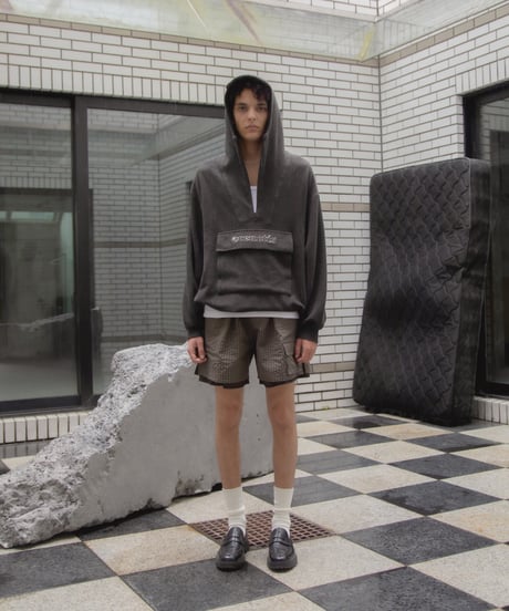 Water-Repellent Seersucker Check Layered Shorts BROWN