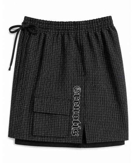 Water-Repellent Seersucker Check Layered Shorts BROWN