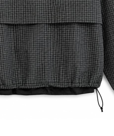 Water-Repellent Seersucker Check Layered Blouson BLACK